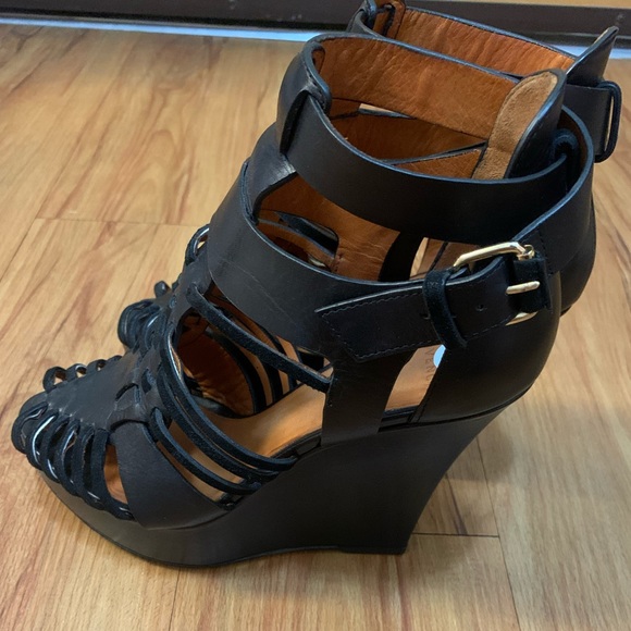 Givenchy Corinne Huarache Leather Sandal Wedges - Picture 9 of 16
